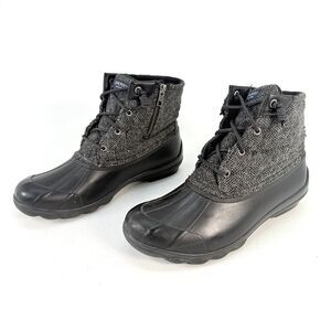 Sperry Boots Womens 10 Syren Gulf Duck Winter Ankle STS99766 Black Wool Lace Up